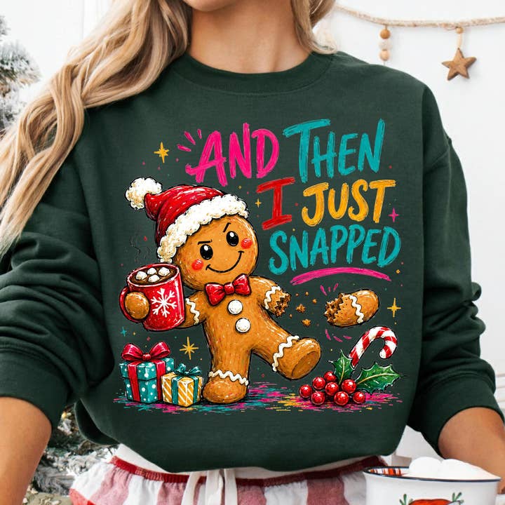 Sassy Gingerbread Man Christmas Sweatshirt, Snapped Off — view 3