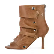 Women'S Faux Knee-High Stiletto Party Boots With, Detachable Fold-Over Cuff, Stud Details, And Back Zipper — view 7