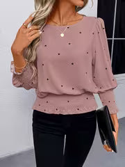 Women's Light Pink Shirt, Formal and Casual Blouse, Three-Quarter Sleeve, Suitable for Office, Party, and — view 1