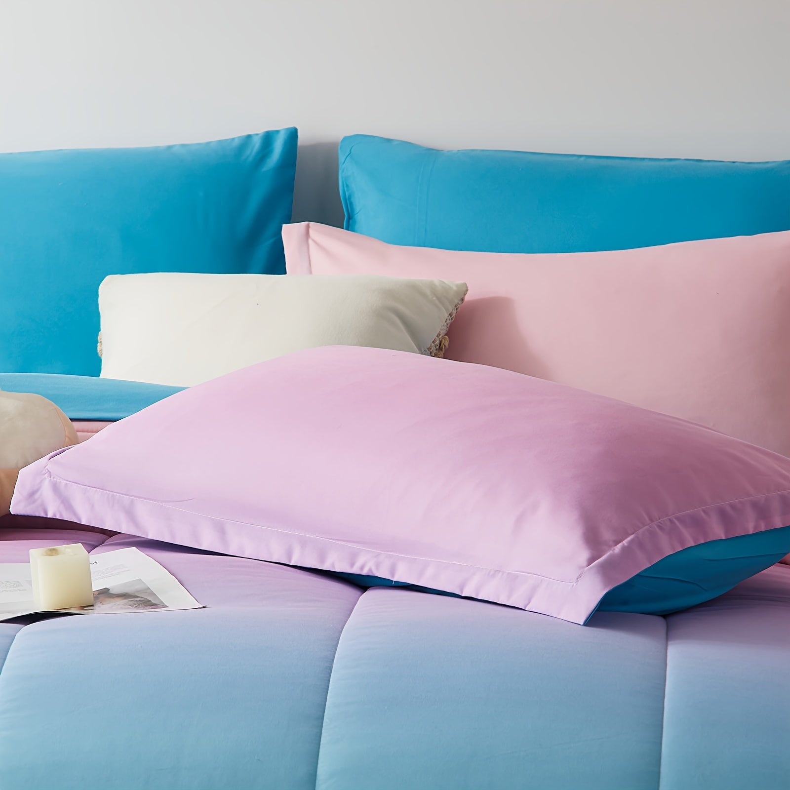 5/7Pcs Rainbow Comforter Sets - Stain-Resistant, Hypoallergenic, And Lightweight Bedding For All Seasons - Twin/Full/Queen/King Size Bed In A Bag With 100% Polyester Filling