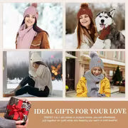 Winter Beanie Hat Scarf Gloves Set for Women, Womens Beanie with Pom Pom Long Scarf Neck Warmer Touchscreen — view 9