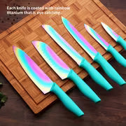 Mccook 6pcs/Set TEA37 Non-Stick Coated High Carbon Stainless Kitchen Rainbow Knife Set with Sheath, Dishwasher — view 8