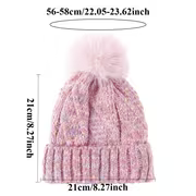 Women'S Winter Beanie Hat with Large Fluffy Pom Pom, Speckled Multicolor Tweed Effect Cuffed Skull Cap, Retro — view 4