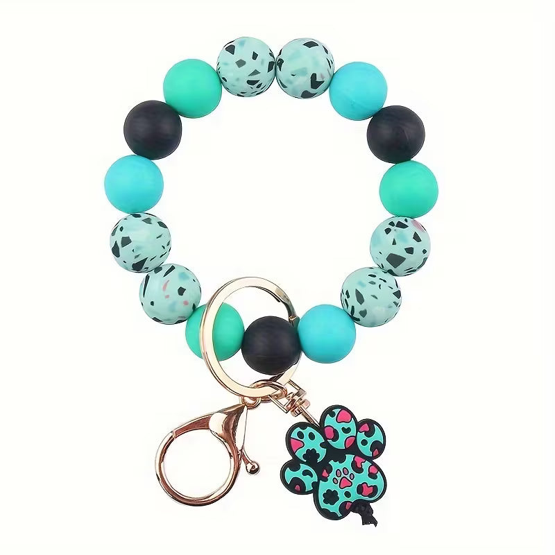 New Silicone Beaded Keychain Accessory, Creative DIY Cartoon Dog Paw Charm Bracelet, Key Ring, Women's Bag — view 15