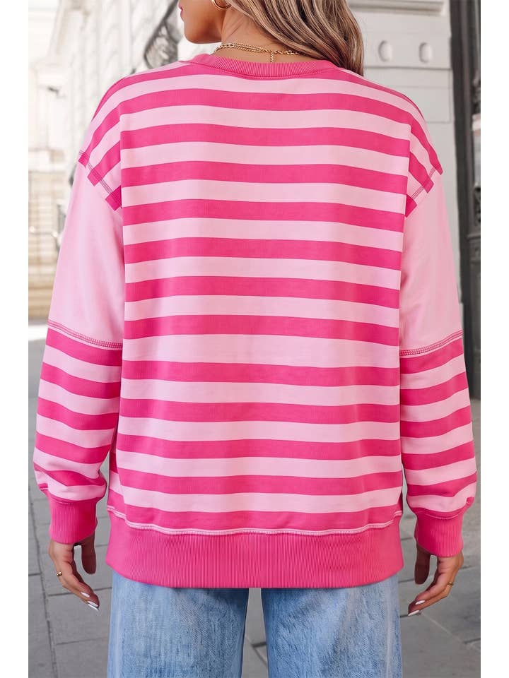 Chic Striped Print Oversized Pullover Top FW26 | S-Xl — view 5
