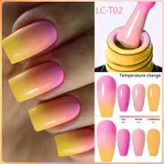 LILYCUTE 0.24oz 3 Layers Thermal Nail Gel Polish Autumn Winter Nude Red Gradient Temperature Color Changing for — view 9