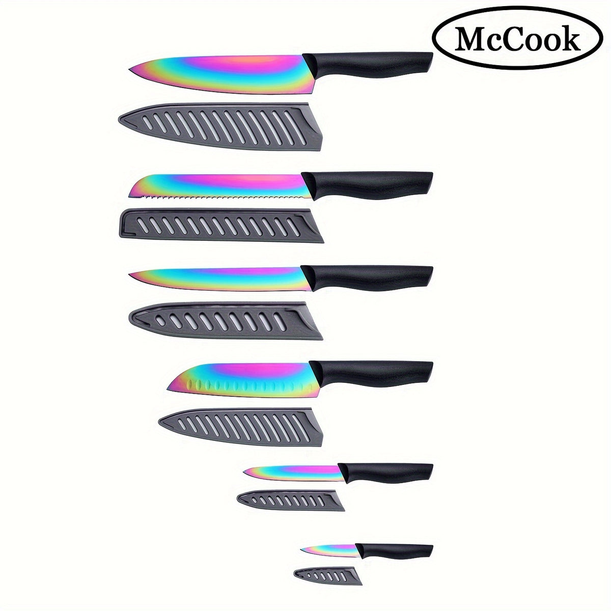 Mccook 6pcs/Set TEA37 Non-Stick Coated High Carbon