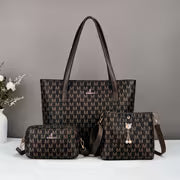 Women's printed handbag set, large capacity tote bag + crossbody bag + small bag, with letter decoration design — view 7