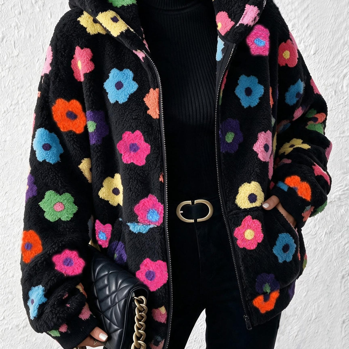 Plus Size - Sweet Cool Style Multicolor Small Floral Plush