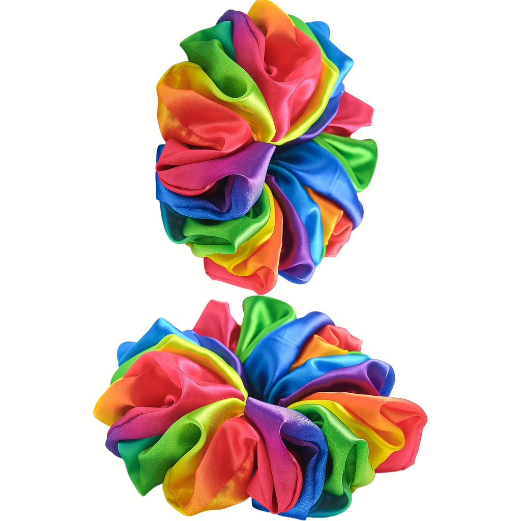 1pc Rainbow Color Large Intestine Hair Loop Elastic Hair Rope Trendy Hair Styling Accessories For Women And daily wear Wear