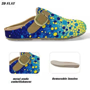 Vibrant Abstract Overlapping Circles Print Women'S Clogs And Mules, Psychedelic Modern Art Dotted Design in Blue — view 5