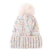 Women'S Winter Beanie Hat with Large Fluffy Pom Pom, Speckled Multicolor Tweed Effect Cuffed Skull Cap, Retro — view 9