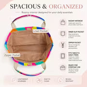 High-Saturation Neon Stripe Jelly Bag | American Retro Color Block Tote, Perfect for Pool Play, Road Trips, And — view 10