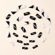 30pcs of Square Nail Stickers with Black and White Color Block, Irregular Silvery Line Decoration Design, Matte — view 6
