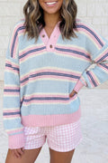 Button Collar Long Sleeve Shift Fit Winter Knitwear Sweater