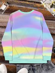 Casual Women'S Round Neck Long Sleeve Sweatshirt, Everyday Versatile Comfortable Top, Loose Basic Style, Home — view 3