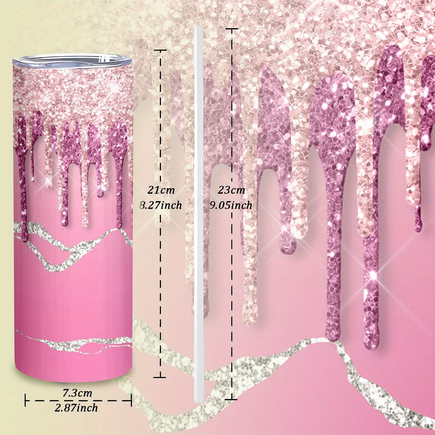 20oz Glam Crystal Pattern Insulated Tumbler with Lid and Straw, Creative Fashion Stainless Steel Vacuum Cup for Hot and Cold Beverages, Ideal Gift for Mom, Lover, Couple, Sister, Friend - Portable Sports Cup for Home, Travel, Outdoor Use