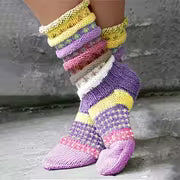 [Retro Striped Socks] Women's Retro Striped Thick Warm Socks - Mid-Calf Winter Thermal Floor Socks with — view 6