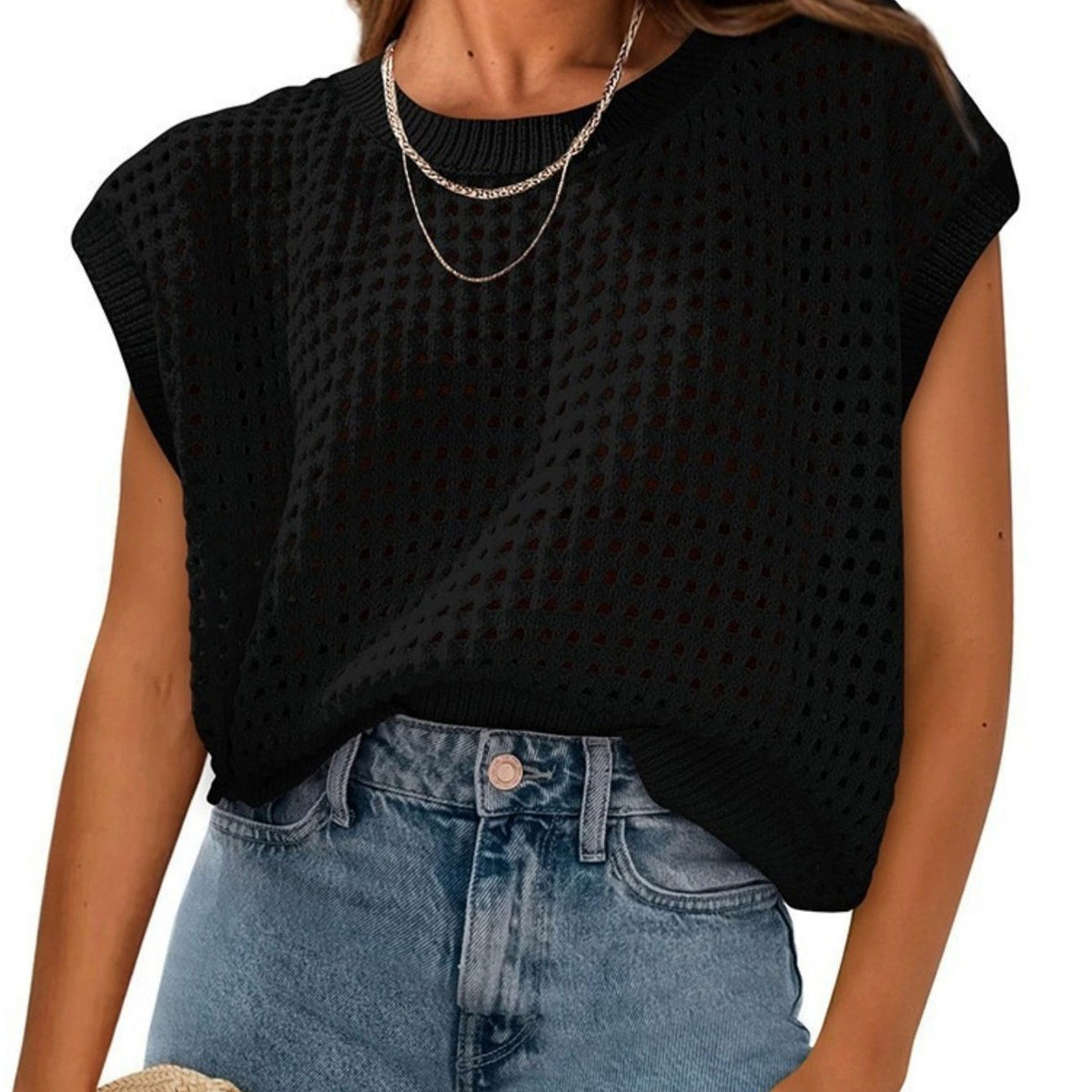 2026 Summer New Women's Crewneck Hollow Out Sweater Shrug