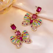 1 Pair Y2K Fashion Sweet Cool Girly Style Colored Rhinestone Butterfly Women'S Stud Earrings, Suitable for Music — view 5