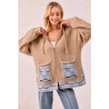 Washed Checker Denim Mix and Match Sweater Hoodie