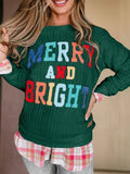 Festive Quilted “Merry and Bright” Sweatshirt For Boutique S