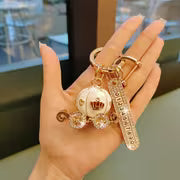 [Charming Inlaid Number Plate] Sparkling Alloy Diamond Pumpkin Carriage Keychain | Enchanting Anime Music Themed — view 3