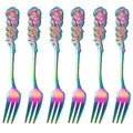 A Set of 6 Exquisite Rose-Shaped Dessert Forks, Made of High-Quality Stainless Steel, Elegant Flower-Shaped Cake Forks, Cute Utensils Suitable for Home Kitchens, Cafes, And Tea Parties
