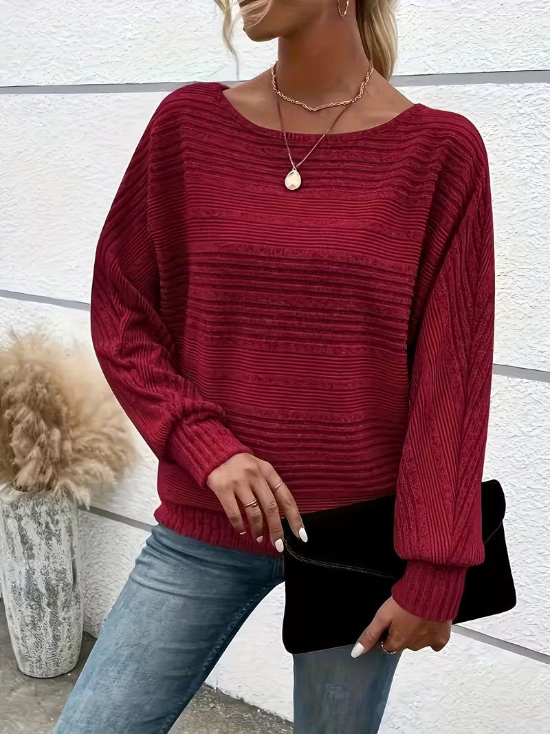 Women' Oversized Batwing Sleeve Sweater - Oversized Lazy Fit Crew Neck Pullover with Batwing Arm Sleeves, Cozy — view 7