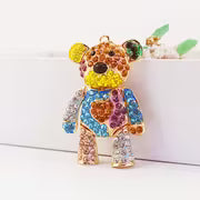 Cute Colorful Patchwork Bear Animal Rhinestone Car Keychain Key Ring Key Fob Gift Pendant for Girlfriend — view 8