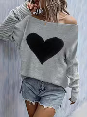 Women'S Long-Sleeve Sweater with a Heart-Shaped Design for Autumn And Winter — view 1