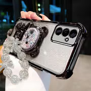 Phone Case: ACANRIES Luxury Star Bead Wrist Strap Chain Lanyard with Cute Bead Bear Folding Stand Holder and — view 5