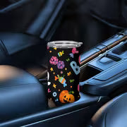 1pc 20oz Halloween Pumpkin Candy Pattern Stainless Steel Insulated Tumblers Coffee Office Travel Mug with Lid — view 5