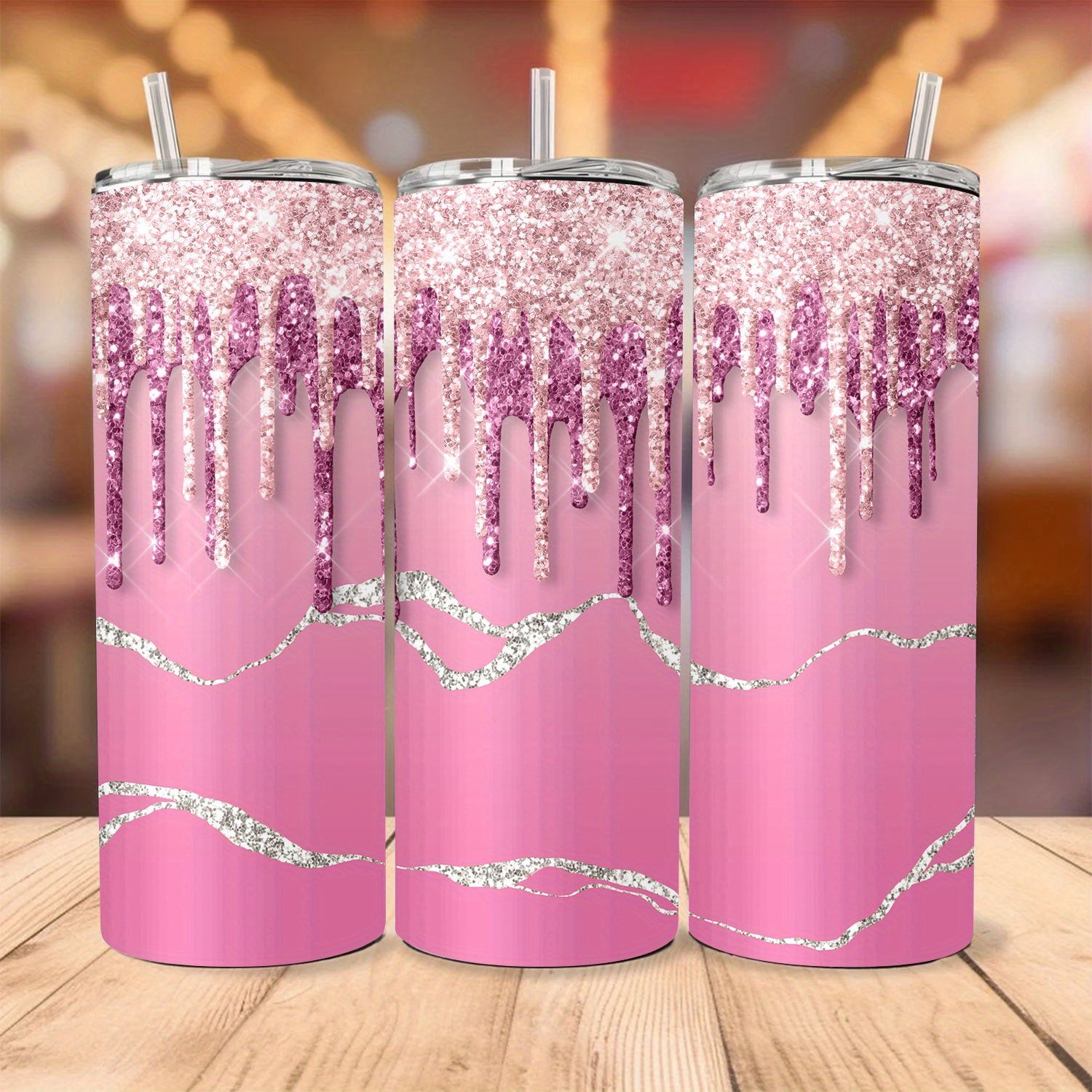 20oz Glam Crystal Pattern Insulated Tumbler with Lid and Straw, Creative Fashion Stainless Steel Vacuum Cup for Hot and Cold Beverages, Ideal Gift for Mom, Lover, Couple, Sister, Friend - Portable Sports Cup for Home, Travel, Outdoor Use