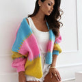 Color Block Short Cardigan for Women