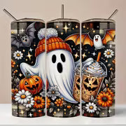 1pc 20oz Christmas Pumpkin Themed Pattern Tumbler with Lid and Straw, Stainless Steel Insulated Hot and Cold — view 1