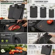 3pcs Cutting Board, Non-Slip Kitchen Chopping Boards with Juice Groove-Friendly, & Easy, Durable Boards for — view 3