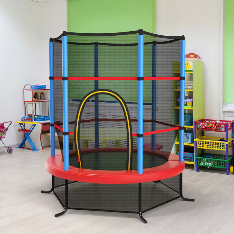 COSTWAY Kids & Trampoline with Enclosure Net & Spring Pad, Heavy-Duty Steel Frame, 298 Capacity, 360° Full — view 9