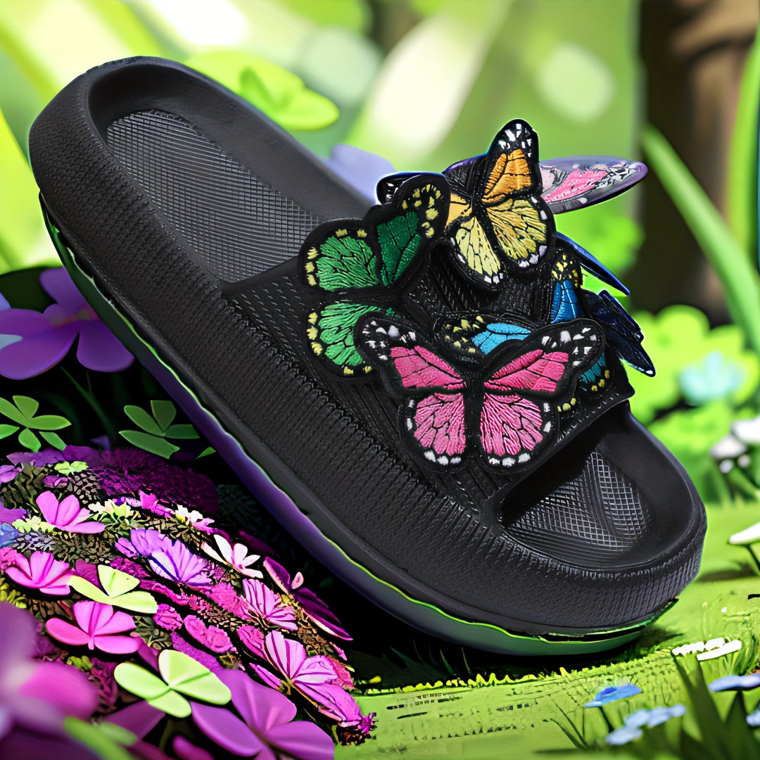 Casual Open-Toe Shoes Featuring Vibrant Butterfly Designs, Perfect for The Beach with a Lightweight And Soft Sole., Women Shoes