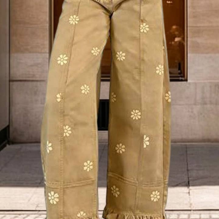 The Meadow Hours | Daisy Print Ruffle Hem Wide-Leg Pants — view 1 of 4