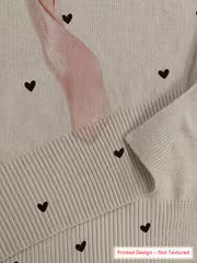 [Lightweight Sweater] Fashion Women'S Long Sleeve Pullover, Round Neck Design, Bow Heart Print, Lantern Long — view 5