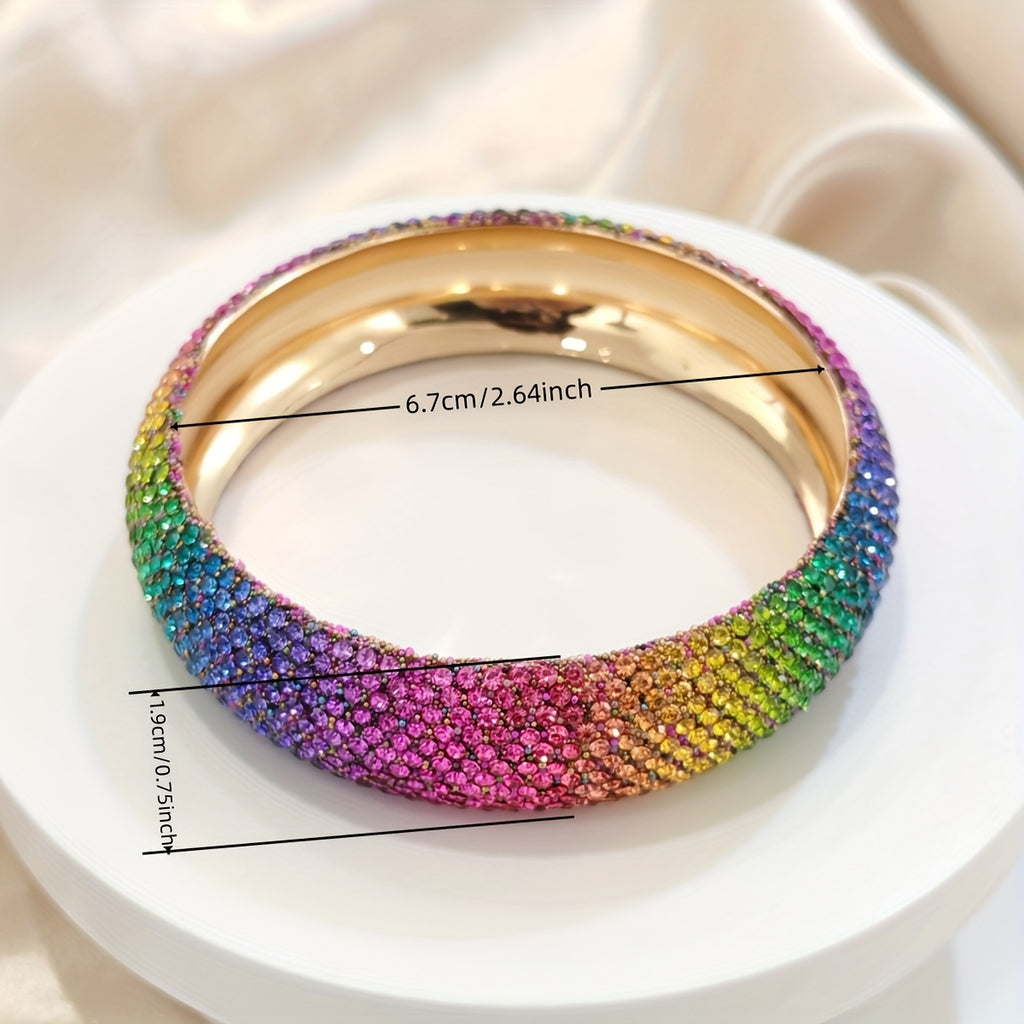 3pcs Women's Bracelet Set, Fashion High-end Metal Inlaid Rhinestone Large and Small Bracelets Suitable for Daily Party Wear