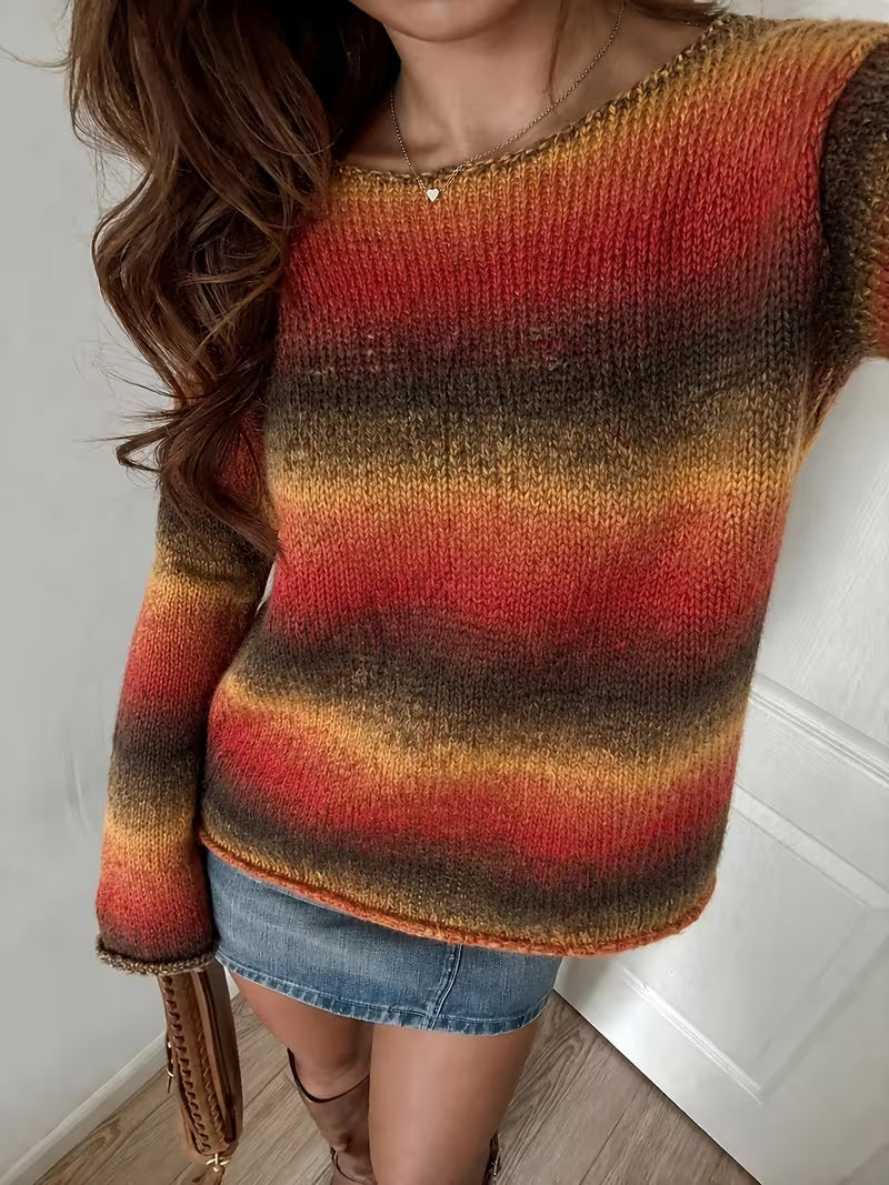 Plus Size, Plus-Size Women's Gradient Ombre Sweater - Oversized Loose Fit Sweater with Flared Bell Sleeves — view 7