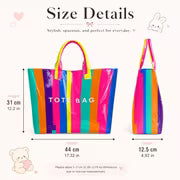 High-Saturation Neon Stripe Jelly Bag | American Retro Color Block Tote, Perfect for Pool Play, Road Trips, And — view 5