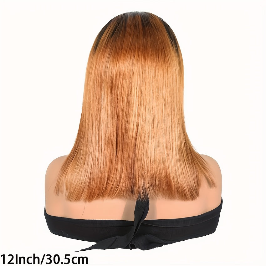 Look Human Hair Wig - 13x4 Lace Frontal with Brown to Burgundy Ombre, High Density 180%