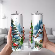 1pc 20oz Christmas Snowman And Winter Landscape Stainless Steel Insulated Tumblers Coffee Office Travel Mug with — view 2