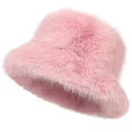 LA CARRIE Women's Fuzzy Wide Brim Faux Bucket Hat Winter Warmer Fisherman Cap — view 1