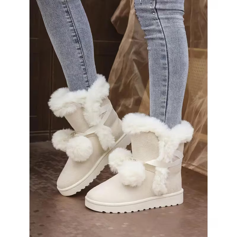 Women's Winter Plush Warm Boots- Non-slip Rubber Soles, Soft Fabric Linings- Warm Ankle Boots Suitable for Cold — view 8