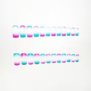 24pcs Convenient Nail Art Pink Green Contrast Vertical Brush Gradient Contrast Creative Short Square Energetic — view 6