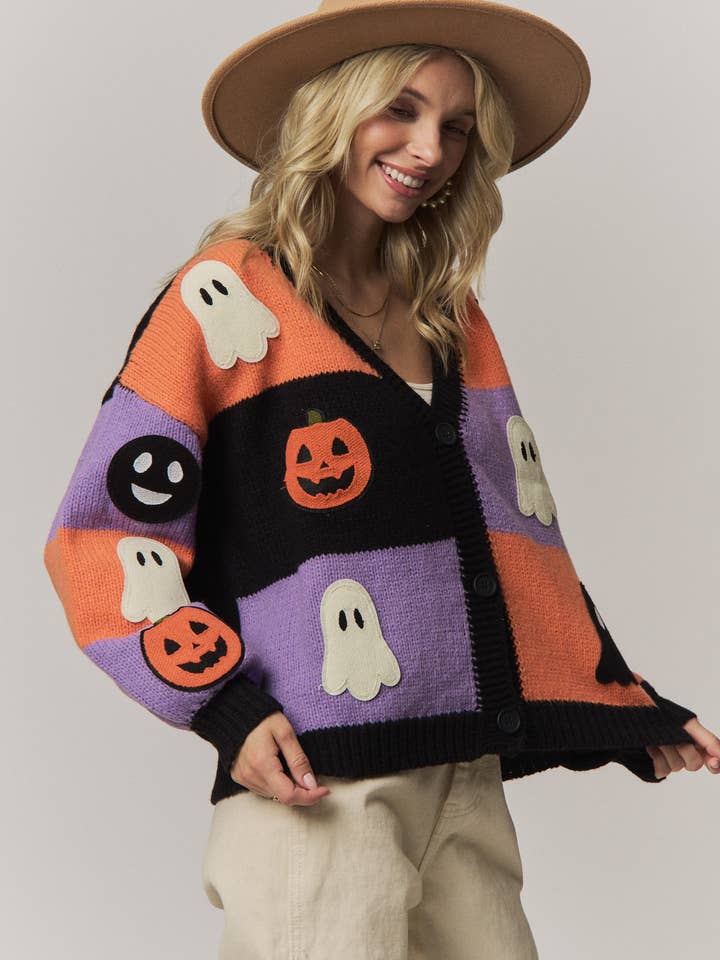 Halloween Ghost Pumpkin Cardigan - LESW4409 — view 4